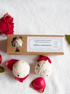 Šumivé perly do koupele - mandarinka a měsíček Koupelové perly: 3 šumivé perly: Růže a geránium