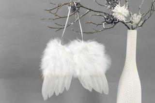 Andělská křídla z peří , barva bílá,  baleno 1 ks v polybag. Cena za 1 ks.