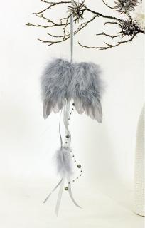 Andělská křídla z peří, barva šedá,  baleno 12 ks v polybag. Cena za 1 ks.