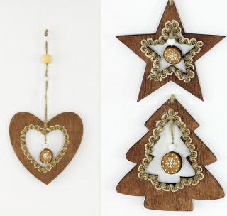 Dřevěná dekorace na zavěšení | 3 varianty srdce