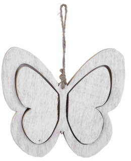 Dřevěný motýl 2 varianty bílá