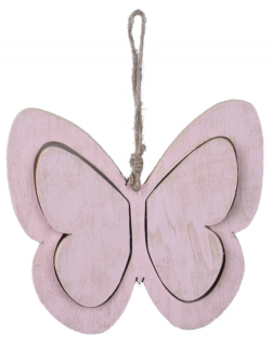 Dřevěný motýl 2 varianty růžová