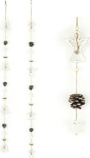 Girlanda, vánoční dřevěná dekorace se šiškami,  anděl nebo stromek,  mix 2 druhů, cena z 1 kus