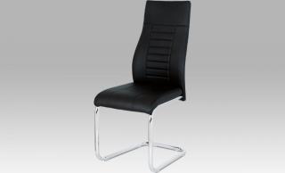 Jídelní židle | koženka | chrom | 43x43x101x48cm černá