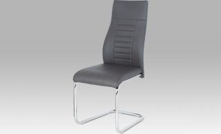 Jídelní židle | koženka | chrom | 43x43x101x48cm šedá
