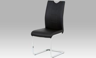 Jídelní židle | koženka | chrom | 45x46x99x46cm černá