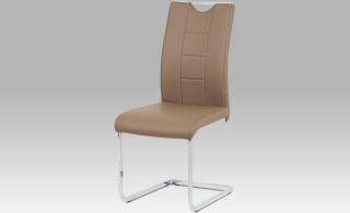 Jídelní židle | koženka | chrom | 45x46x99x46cm latté