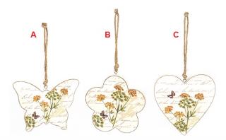 Motýl | květina | srdce | závěsná dekorace | dřevo | varianty | 23cm A