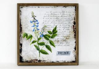 Obraz plátěný | dřevěný rámeček | bylina a  text