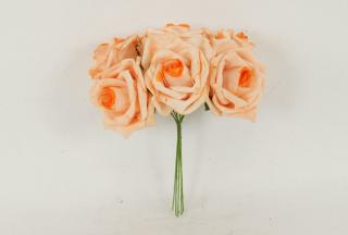 Růžičky pěnové puget 6ks květ 10cm lososová