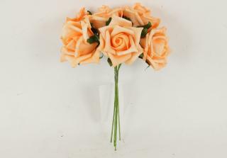Růžičky pěnové puget 6ks květ 7cm oranžová