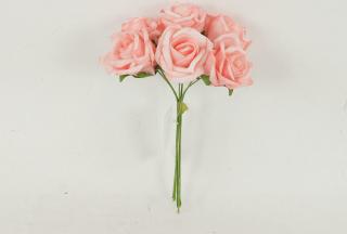 Růžičky pěnové puget 6ks květ 7cm růžová