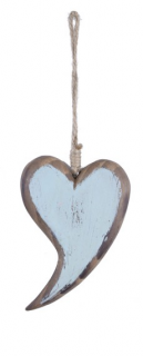 Srdce dřevěné závěsné 15x9x2cm modrá