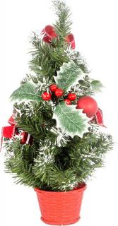 Stromeček ozdobený, umělá vánoční dekorace, barva červeno-bílá