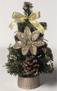 Stromeček ozdobený, umělá vánoční dekorace, barva měděná