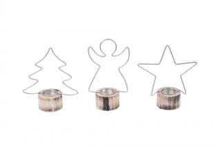 Svícen | vánoční | na čajovou svíčku | stříbrná | více velikostí menší