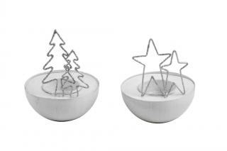 Svícen | vánoční | půlka koule |  bílo stříbrný