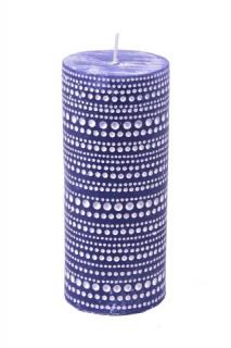 Svíčka modrá s krajkovým vzorem 6,5x15cm