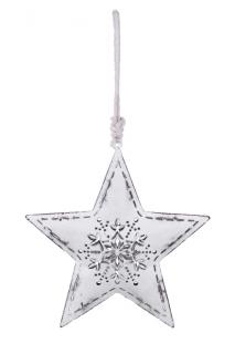 Vánoční dekorace | hvězda | s vločkou | bílá střední