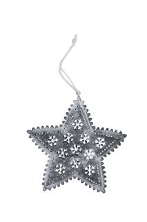 Vánoční dekorace | hvězda | šedá | s vločkami