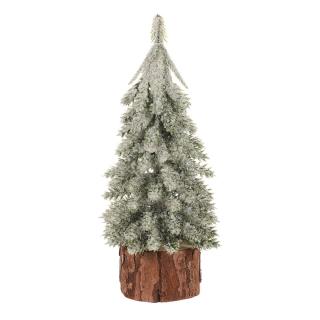 Vánoční mini stromek na špalku - umělý, výška 19 cm, zasněžený