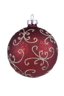 Vánoční ozdoby|s ornamentem|4kusy červená