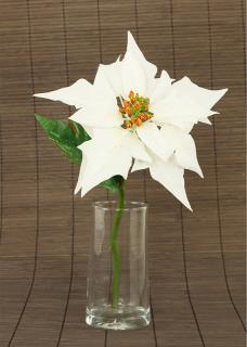 Vánoční růže poinsécie umělá květina bílá