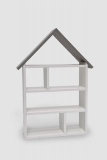 Dětská domečková knihovna - bílá s šedou stříškou, 90 cm