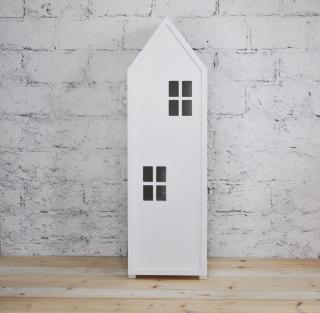 Dětská policová skříň domeček, bílá - 150 cm - 2. jakkost
