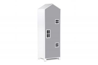 Dětská skříň domeček, šedá - 172 cm
