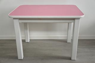 Dětský růžový stolek otevírací se dvěma přihrádkami