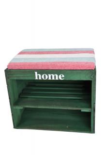Dřevěný botník s lavicí, zelená - 45 x 32 cm