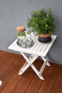 Dřevěný skládací stolek hranatý – 50 x 50 cm, bílý