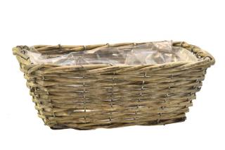 Hranatý šedý truhlík (košíček) z proutí Rozměry (cm): rozměry (cm);26x16, v. 10