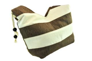 Lehká hnědo-bílá kabelka přes rameno - 43 x 25 cm