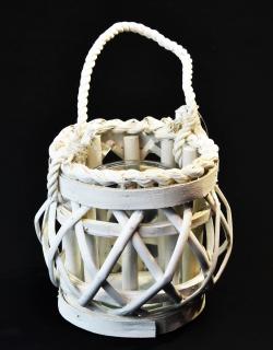Proutěná lucerna bílá - 15 x 13 cm