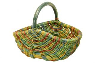 Ratanový nákupní košík barevný Rozměry (cm): 45x36, v. 37, v. opletu 24