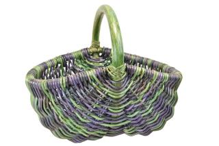 Ratanový nákupní košík v zeleno fialových odstínech
