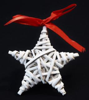 Vánoční ozdoba bílá hvězdička - 5ks, 10x10cm
