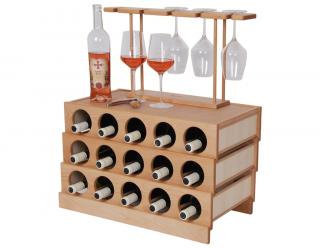 Domácí vinotéka 643 - Dřevěná vinotéka na 15 lahví vína (Bez povrchové úpravy)