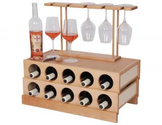 Domácí vinotéka 644 - Dřevěná vinotéka na 10 lahví vína (Bez povrchové úpravy)