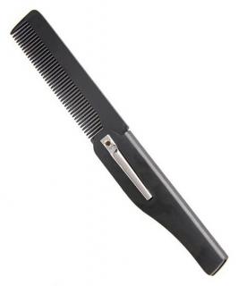 Beard Comb 001BC Black - skládací hřeben pro úpravu vousů a kníru - černý
