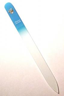 BOHEMIA CRYSTAL Skleněný pilník na nehty s potiskem - 140mm - sv. modrý