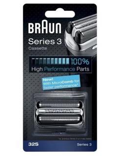 BRAUN Series 3-32S MicroComb Silver - náhradní planžeta pro strojky Braun Series 3 - stříbrná