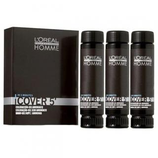 LOREAL Homme COVER 5 barva pro muže na zakrytí šedin 3x50ml - 4 střední hnědá