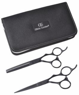 OLIVIA GARDEN SilkCut PRO SHEAR KIT Matt Black 5,75' + 6'35T  - sada nůžek pro praváky