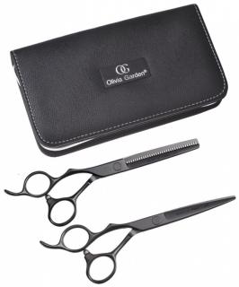 OLIVIA GARDEN SilkCut PRO SHEAR KIT Matt Black LEFT - sada nůžek pro leváky