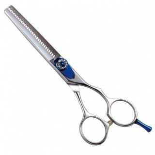 PRO FEEL JAPAN Blue Cobalt EN630 - efilační profi nůžky na vlasy 6' - šroub s kamínky