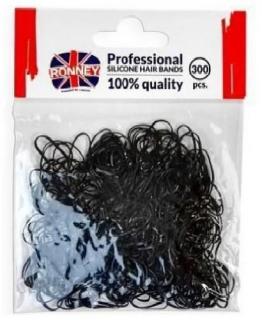 RONNEY Profesionální silikonové gumičky do vlasů 300ks - černé