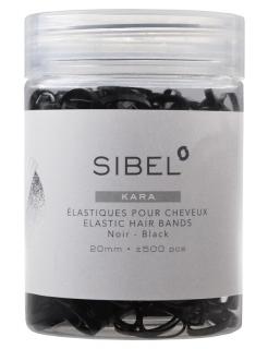 SIBEL Kara Elastic - gumičky do vlasů 500ks, průměr 20mm - černé